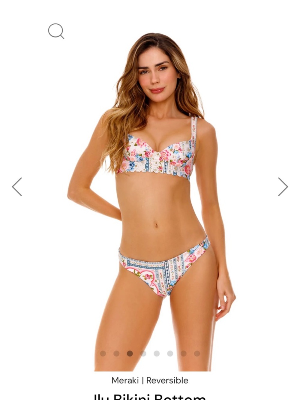 Agua Bendita Floral Reversible Bikini in White and Pink